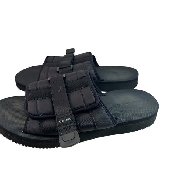 Allsaints Coleman Black Slip-On Recovery Sandals Mens 11.5 Preowned - Picture 3 of 6